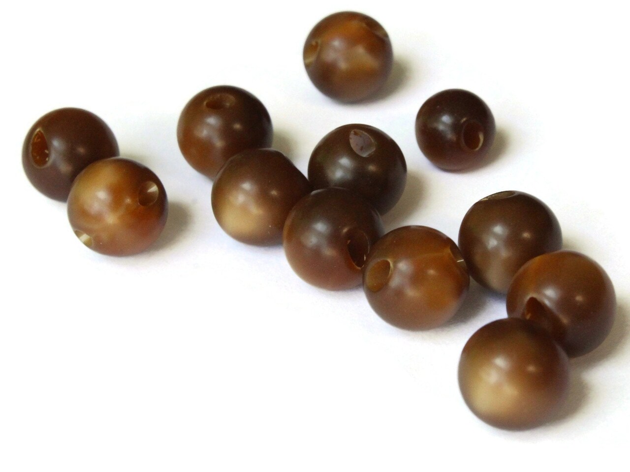 12 Brown Ball Buttons Moonglow Lucite Round Buttons Vintage Lucite Buttons